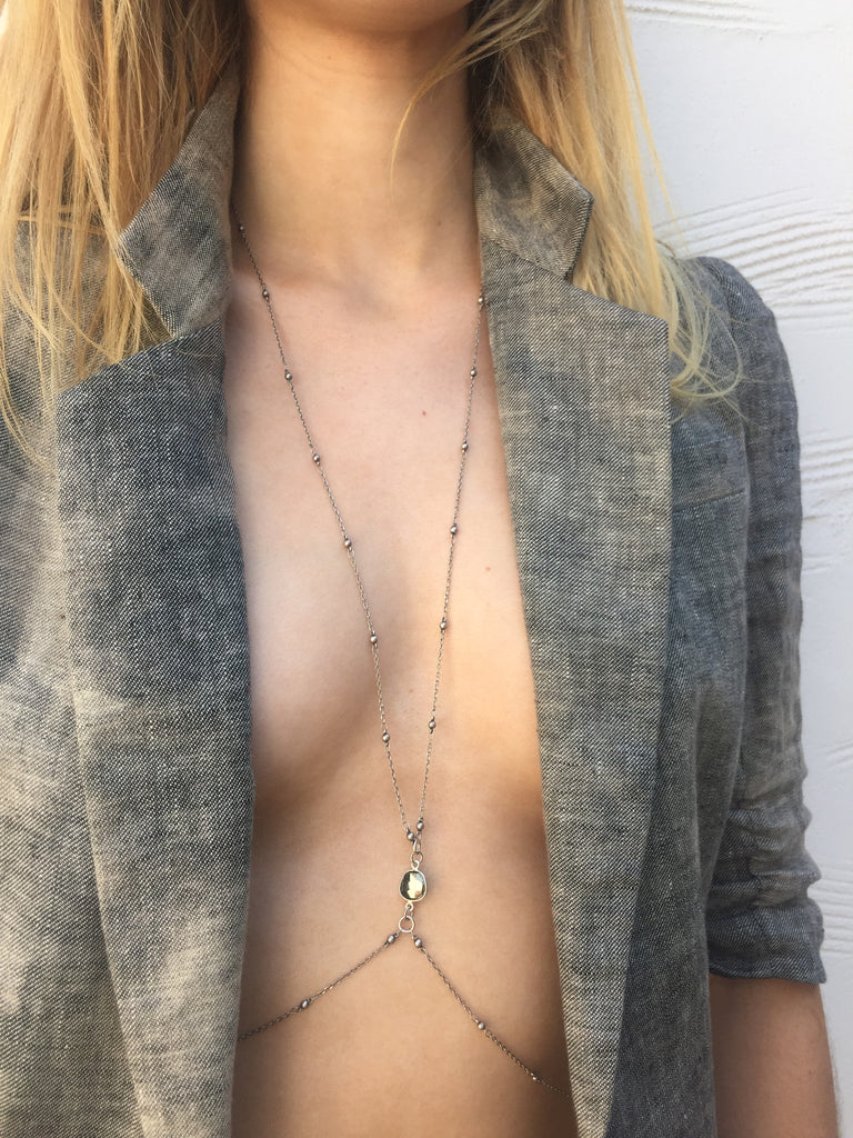 Silver Hot Bod Body Chain, Pyrite – Natalie B. Jewelry