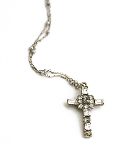 Vintage Stanhope Maria Cross Necklace with Lords Prayer, Silver