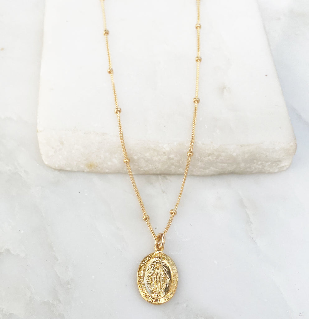 Mother Mary Necklace, Gold